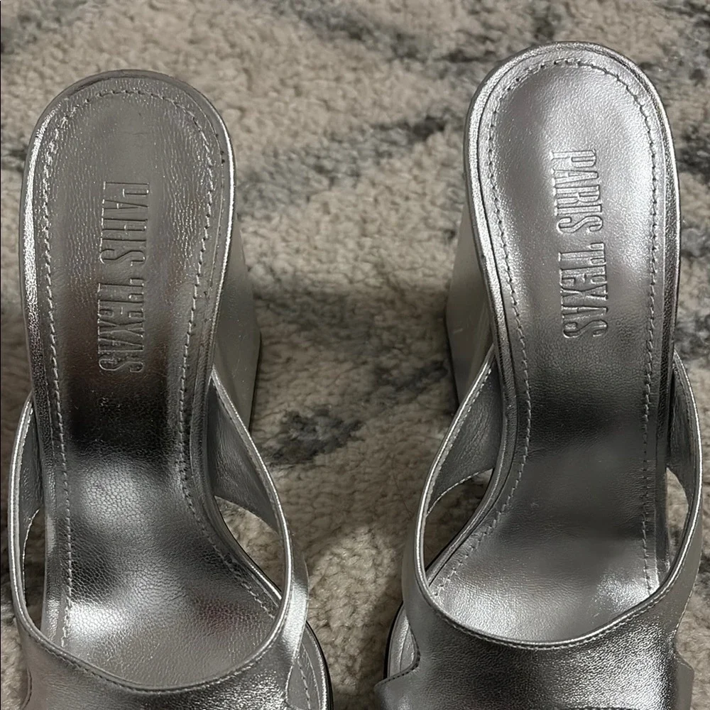 Paris Texas Silver block heel 35